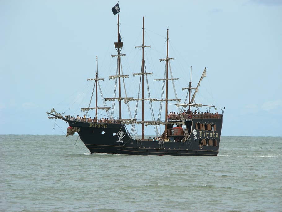 mar, pirates ship, masts, nautical vessel, sea, transportation HD wallpaper