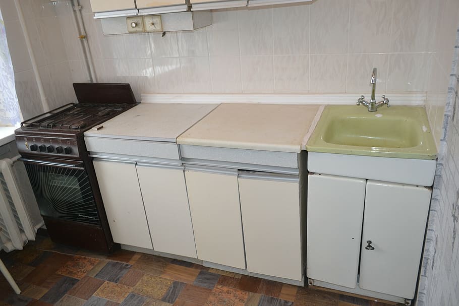 interior kitchen, stove, cupboards, regiment, repair, indoors HD wallpaper