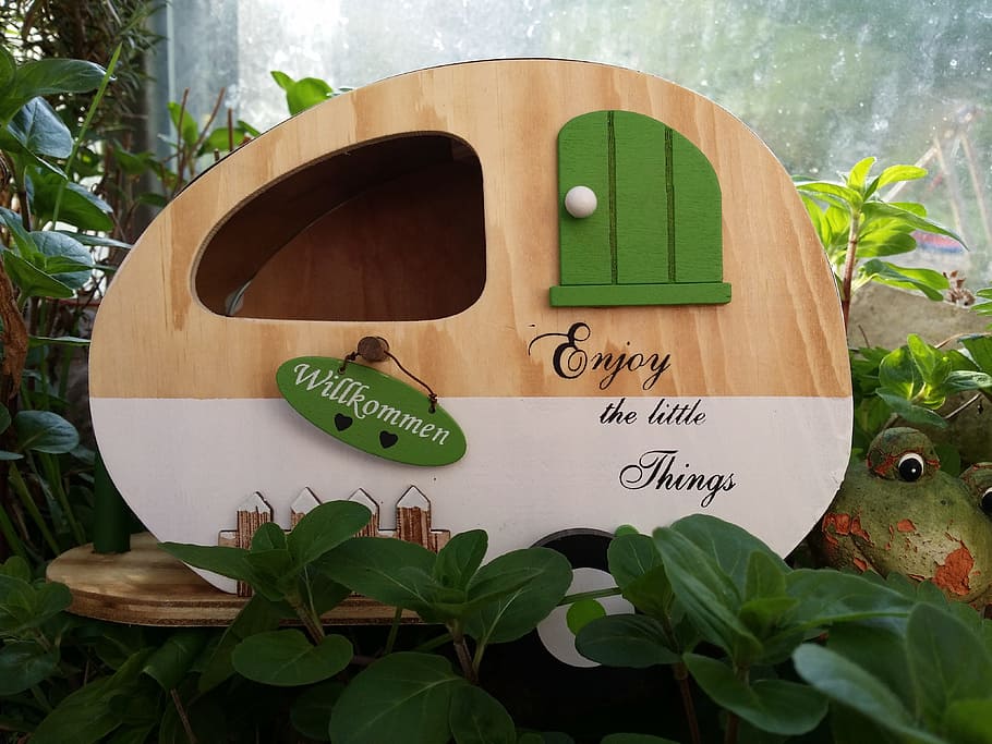 Caravan, Tinyhouse, Small, green color, no people, day, close-up HD wallpaper