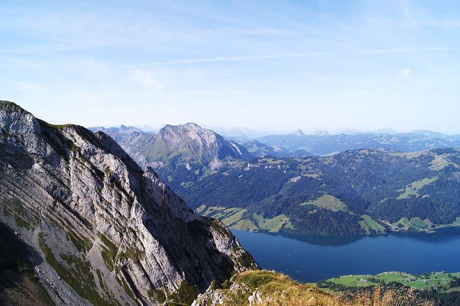 Bock, Mattli, Switzerland, Alpine, bock mattli, mountains, lake, HD wallpaper