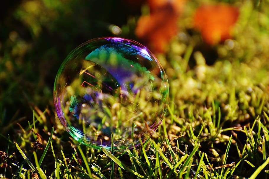 soap bubble, colorful, meadow, grass, balls, soapy water, make soap bubbles, HD wallpaper