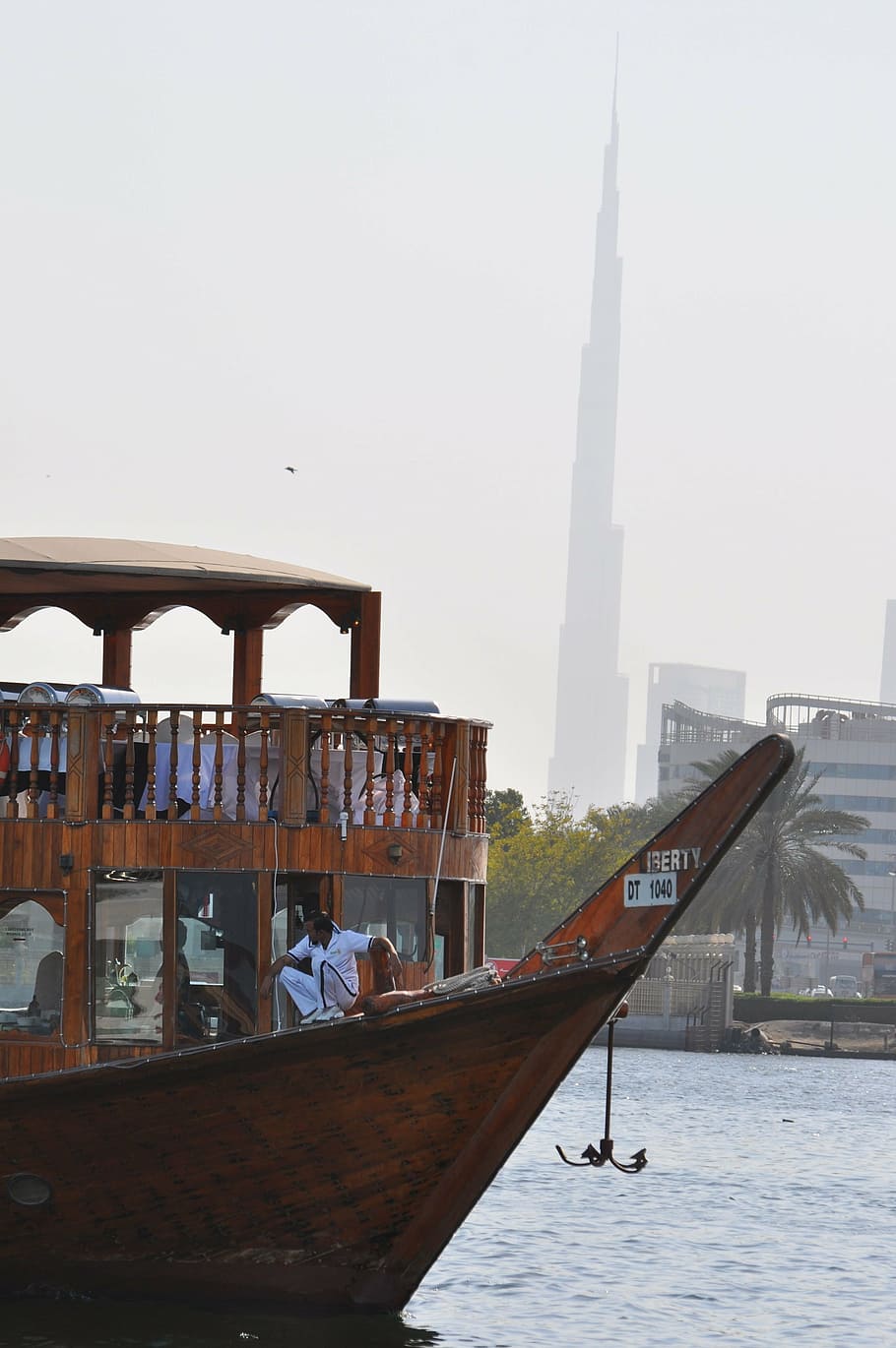 dubai, ferry, anchor, harbor, city, skyline, water, boat, vessel HD wallpaper