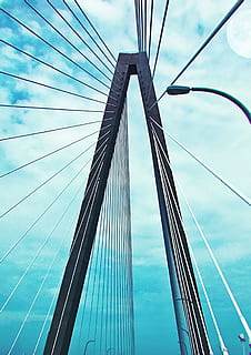 Bridge, Clouds, sky, arthur ravenel bridge, south carolina HD wallpaper