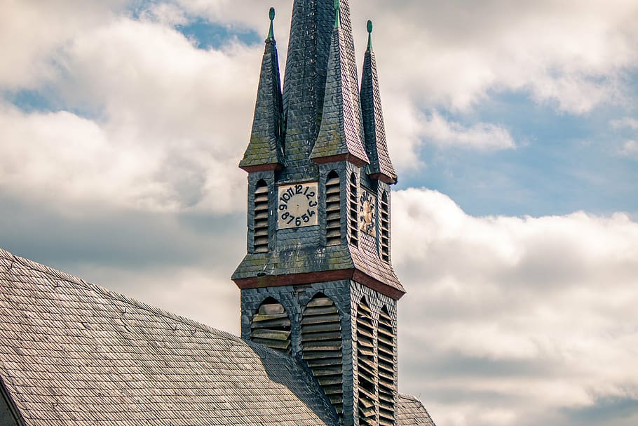 steeple, clock, church, architecture, old building, historically HD wallpaper