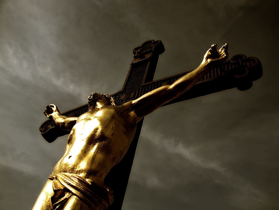 low angle photography of Jesus on the cross, Jesus Christ, crucifix