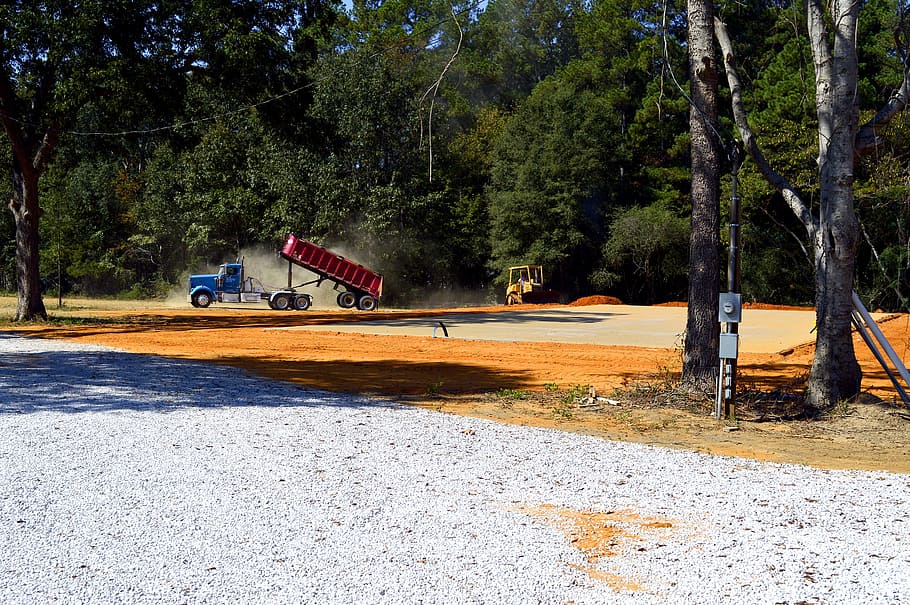 construction, truck, dump, trailer, dirt, gravel, dozer, bulldozer HD wallpaper