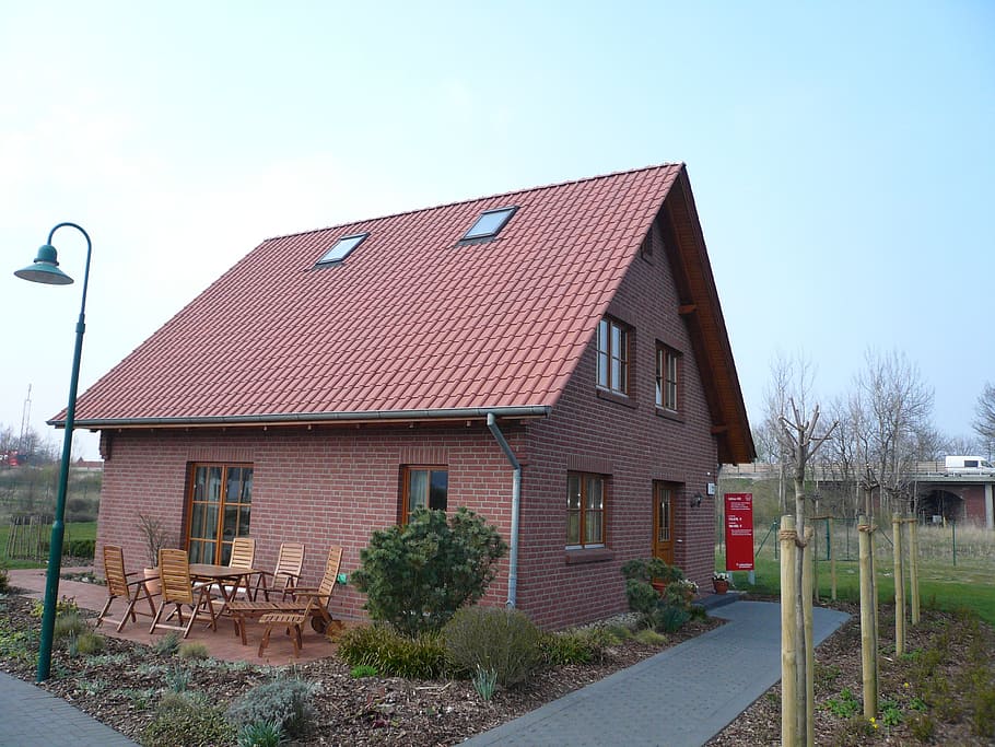 home, red, tile, architecture, sky, red roof, building exterior HD wallpaper