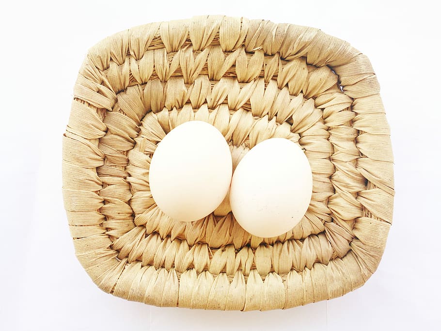 Eggs, Food, White, Basket, two, cut out, studio shot, food and drink HD wallpaper