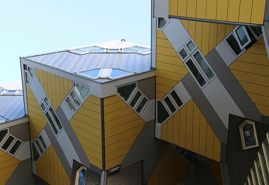 yellow and black architectural building, architecture, infrastructure HD wallpaper