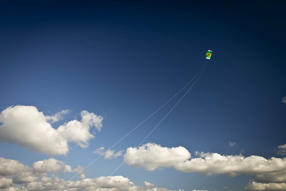 green kite in the air, clouds, sky, dragons, dragon rising HD wallpaper