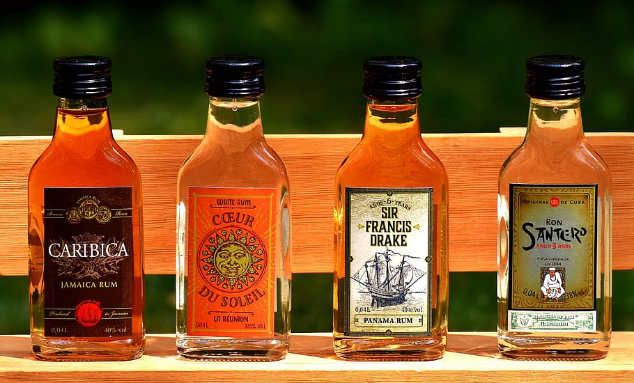 rum, alcohol, bottles, different origin, alcoholic beverage HD wallpaper