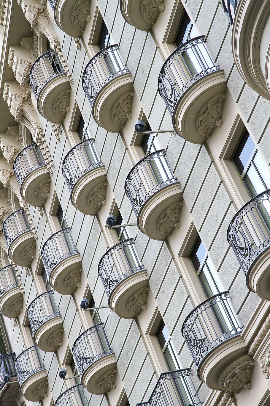 balconies, graphics, city, backgrounds, low angle view, full frame HD wallpaper