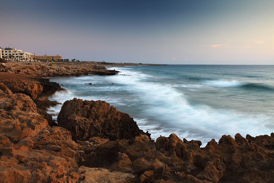 Blur, Cliffs, Coast, Evening, Motion, nature, ocean, rock, rocks HD wallpaper