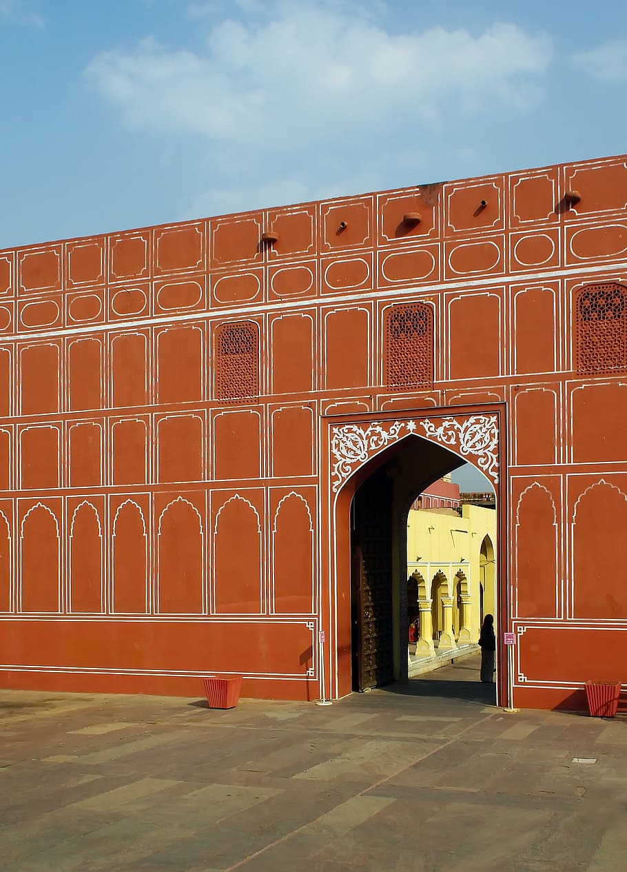 india, jaipur, porch, palace, maharajah, facade, wall, built structure, HD wallpaper