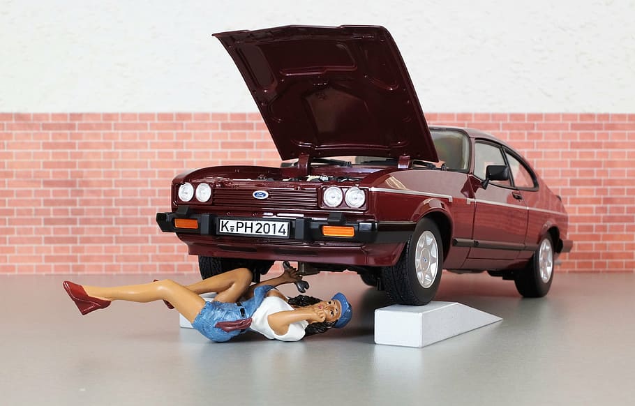 model car, ford, ford capri, mechanic, workshop, auto, oldtimer HD wallpaper