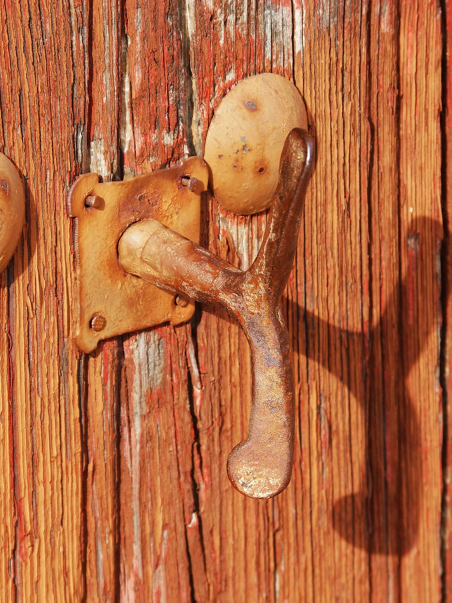 hand, door, old, worn, wood, iron, wood - material, close-up HD wallpaper
