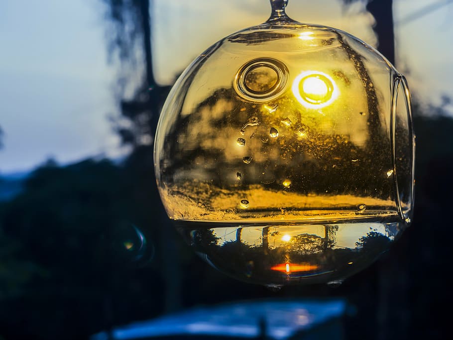 twilight, sunset, sphere, water reflect, dusk, nature, evening HD wallpaper