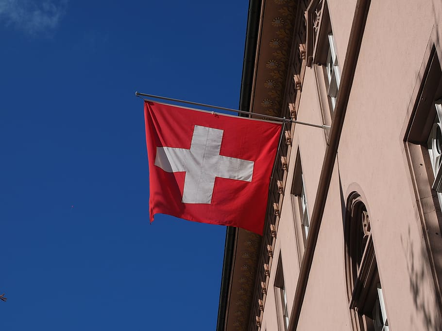 flag, switzerland, wind, flutter, cross, red, white, home, facade HD wallpaper