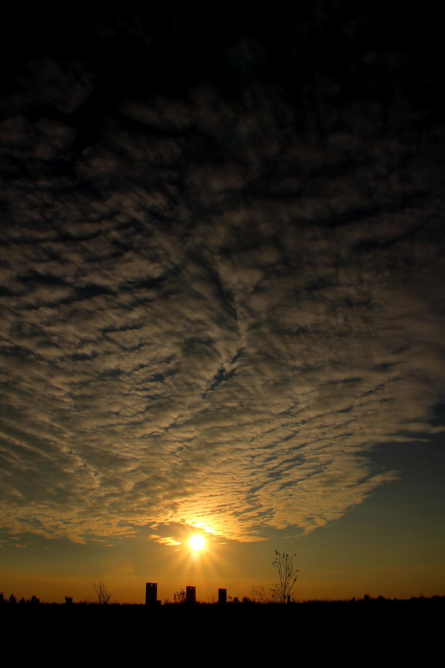 sunset, sky, cloud, building, silhouette, nature, dusk, night HD wallpaper