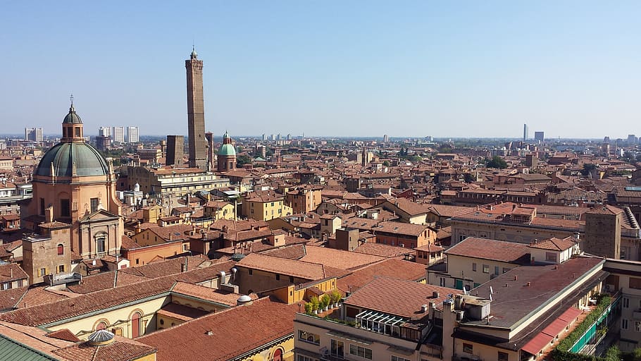cityscape during day time, bologna, roofs, overview, building exterior HD wallpaper