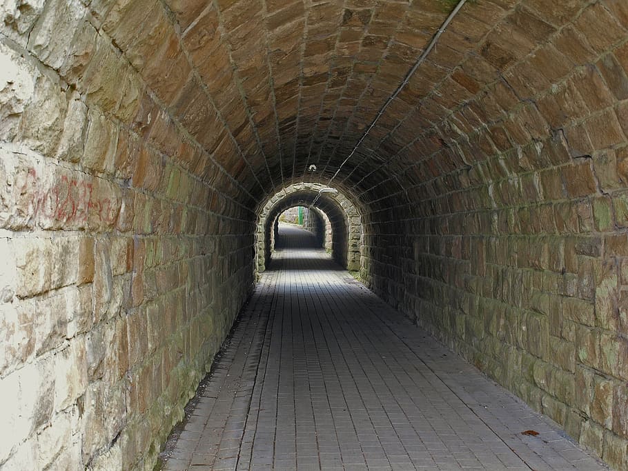 tunnel, away, passage, underpass, light, paving stones, architecture HD wallpaper