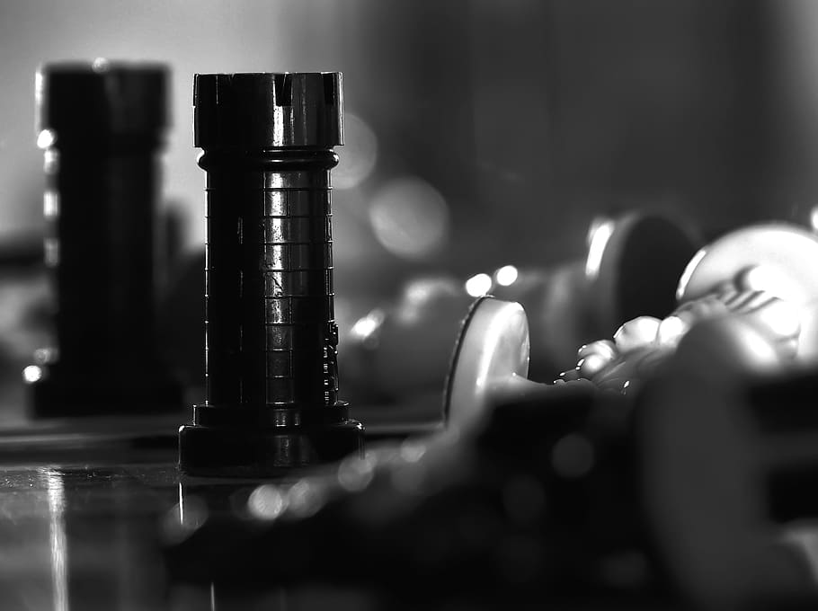 Chess, Tower, Game, Black White, selective focus, close-up HD wallpaper
