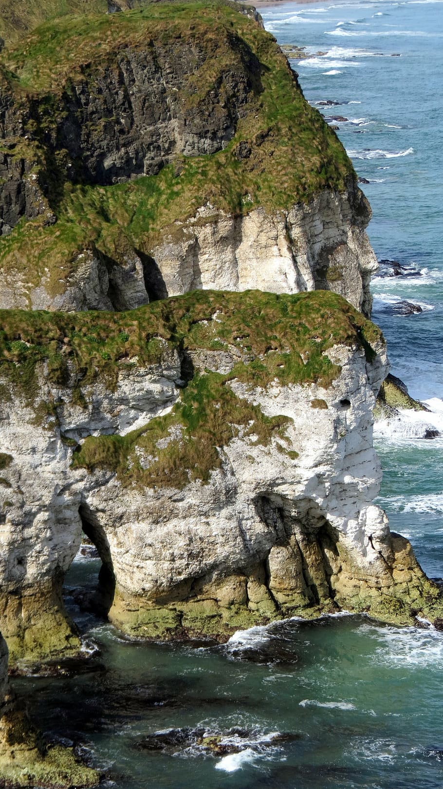 cliff, northern ireland, nature, rock, water, rock - object, HD wallpaper