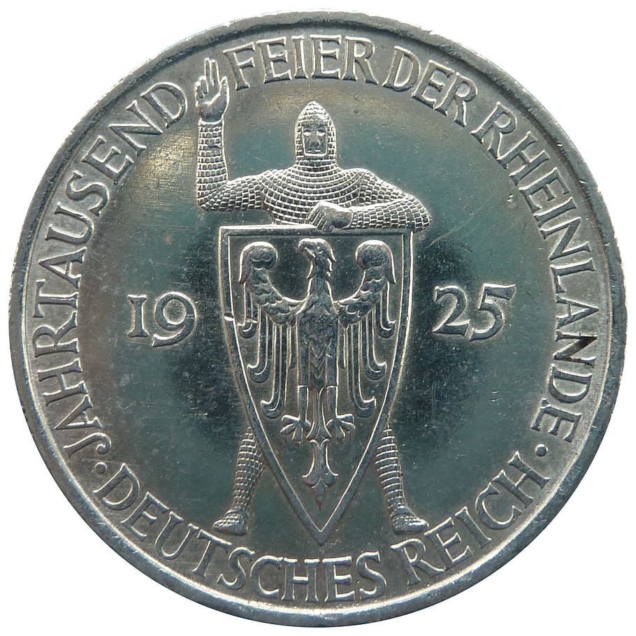 reichsmark, rhinelands, weimar republic, coin, money, numismatics