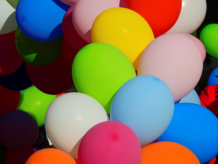 assorted-color balloon lot, party, carnival, move, sky, birthday HD wallpaper