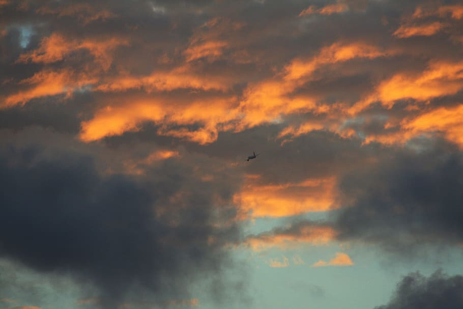 Clouds, Setting Sun, Sunset, sky, water, mood, abendstimmung HD wallpaper