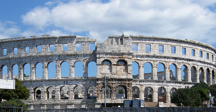 The Colosseum, amphitheater, pula, arena, roman, croatia, history, HD wallpaper