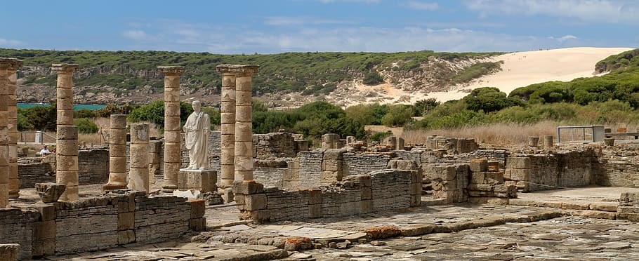 Ruins, Roman, Monuments, Architecture, spain, columns, roman empire, HD wallpaper