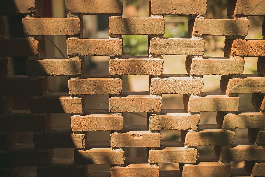 pile of brown wall bricks, shadow, home, texture, rustic, apparent brick HD wallpaper