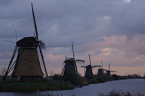 windmill, sky, wing, building, windräder, wind power, dutch windmill HD wallpaper