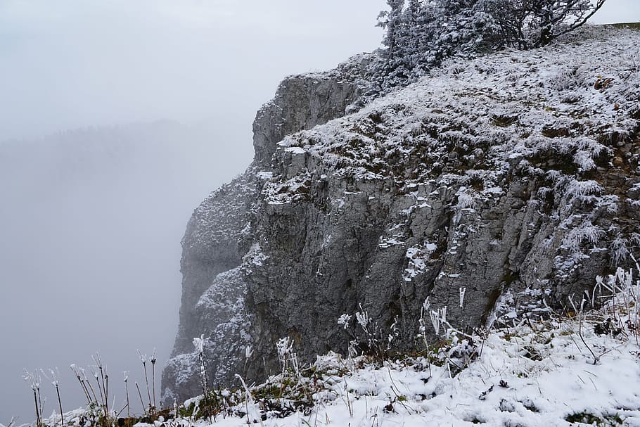 HD wallpaper: mountains, winter, creux du van, switzerland, jura, cliff,  snowfall | Wallpaper Flare
