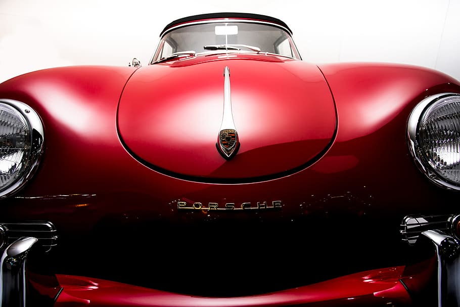 Classic Red Porsche Car, auto, automobile, brand, bumper, chrome, HD wallpaper