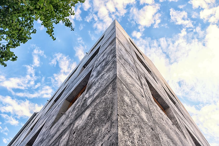 concrete, blocks, pattern, texture, house, sky, cloud, structure HD wallpaper
