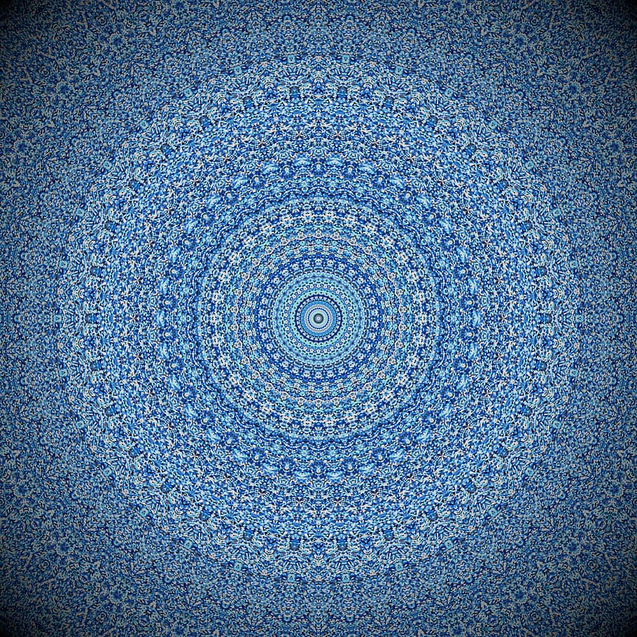 blue mandala illustration, white, textile, background, background pattern, HD wallpaper