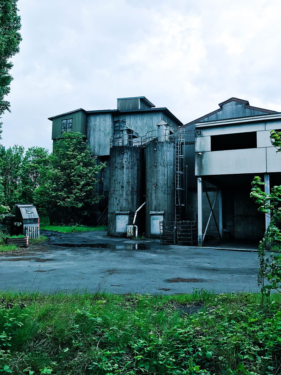leave, old, building, expired, rusted, factory, built structure HD wallpaper