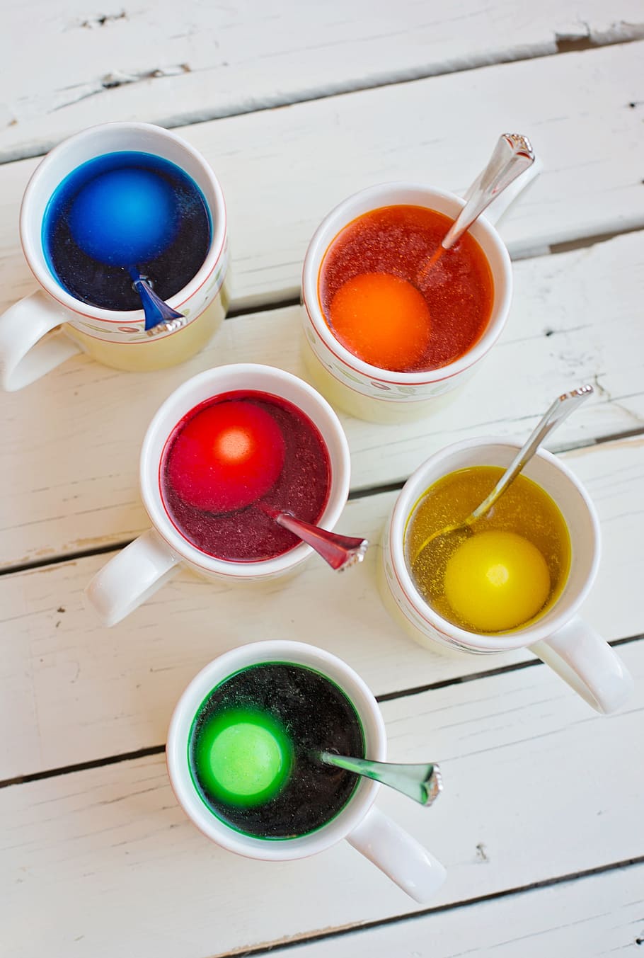 several ceramic mugs, Easter Egg, Coloring, Dye, easter egg coloring HD wallpaper
