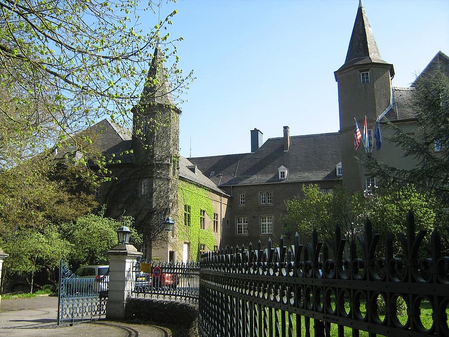 differdange, luxembourg, castle, historical, landmark, fence HD wallpaper