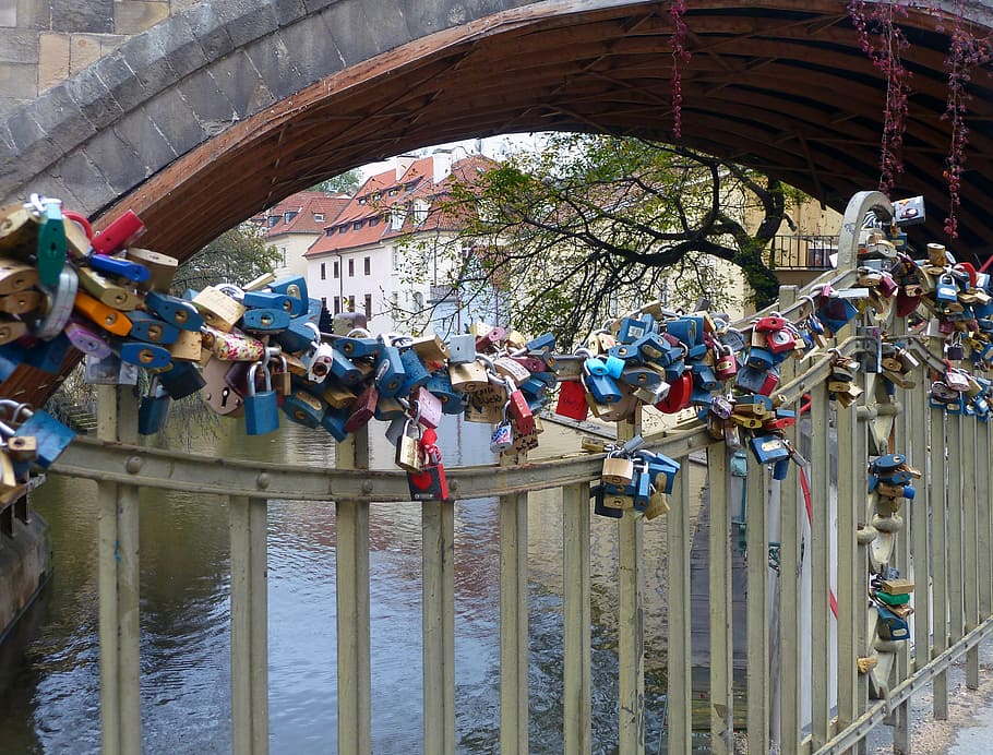 bridge, lock, locks, clasps, love, padlock, large group of people HD wallpaper