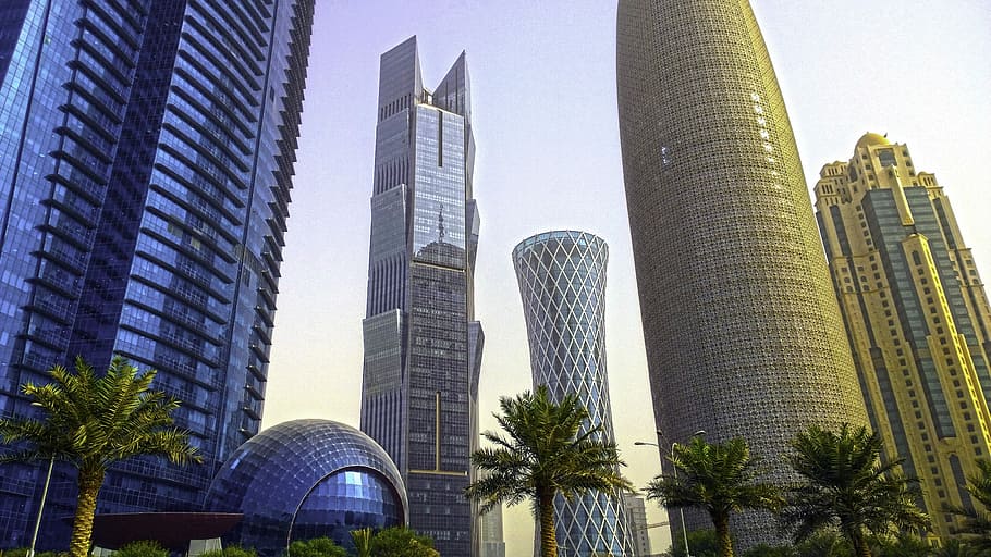 Doha's West Bay area in Qatar, city, photos, public domain, skyscrapers