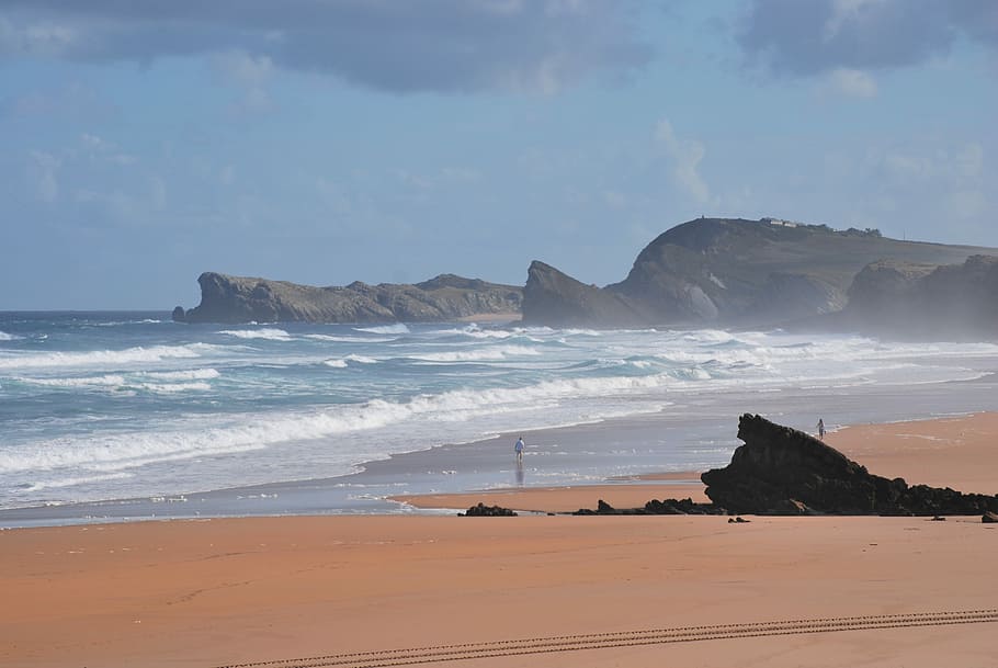 Cantabria, liencres, september, beach, sea, sand, nature, scenics HD wallpaper