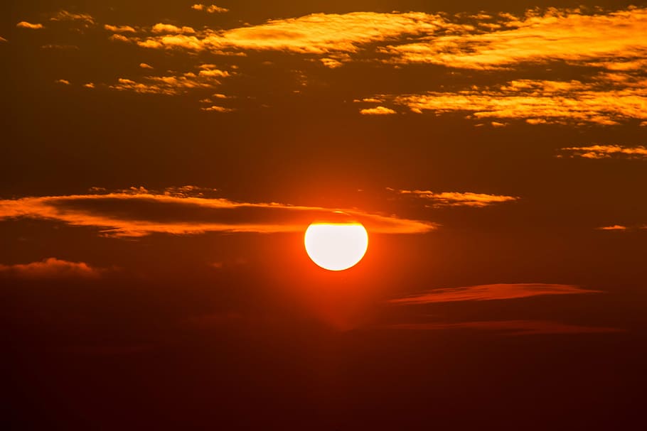sunset, setting sun, abendstimmung, clouds, bright cloud, afterglow HD wallpaper