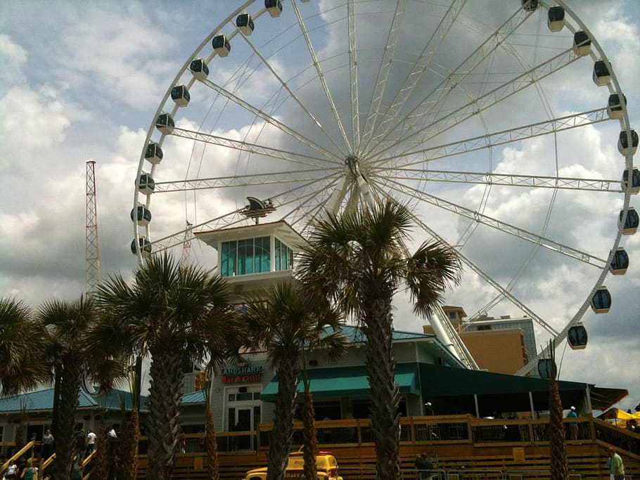 Landshark Bar and Skywheel at Myrtle Beach, South Carolina, photos, HD wallpaper