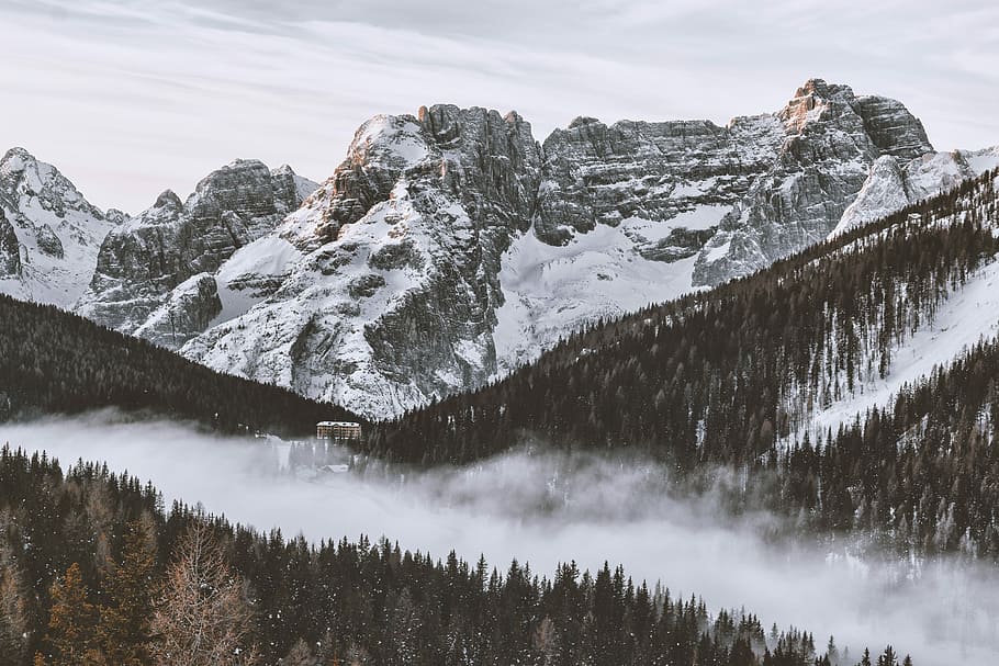 photo of mountain alps, white and black mountain, mountain range HD wallpaper