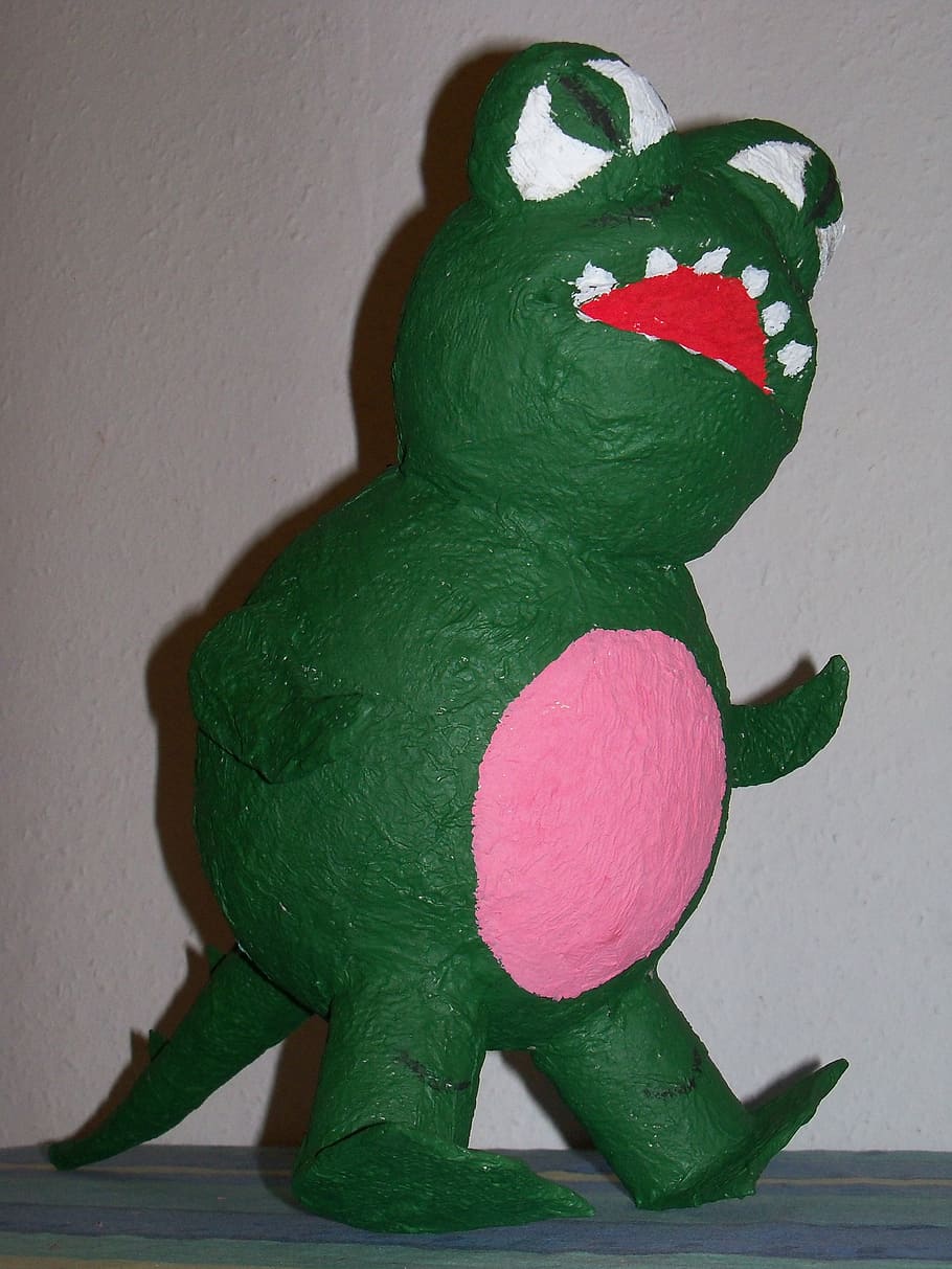 dino, tinker, green, handmade, plasticine, frog, toys, animal representation HD wallpaper