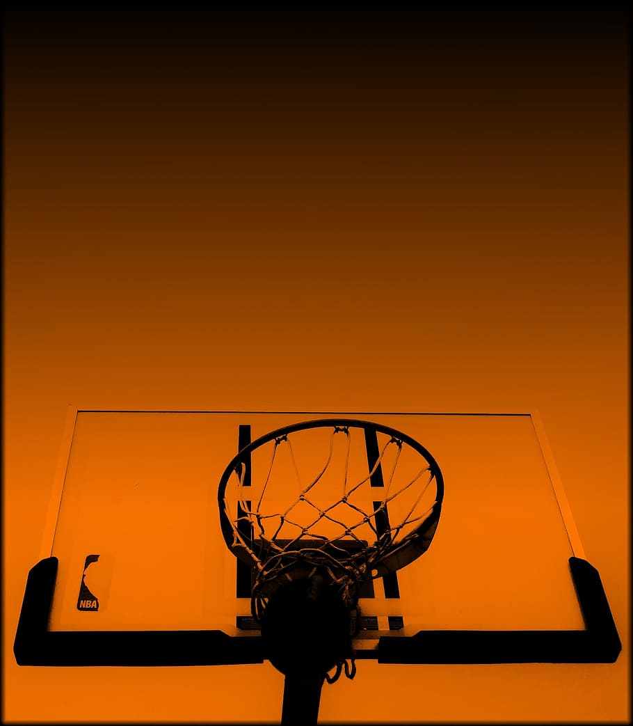 ring, board, basketball, sport, orange color, sunset, sky, basketball - sport, HD wallpaper