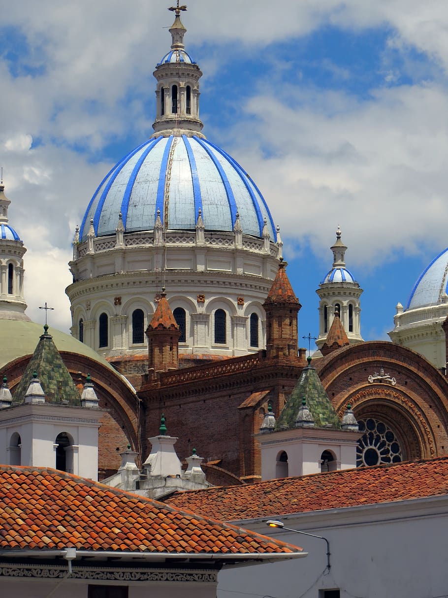 ecuador, cuenca, cathedral, dome, building exterior, built structure